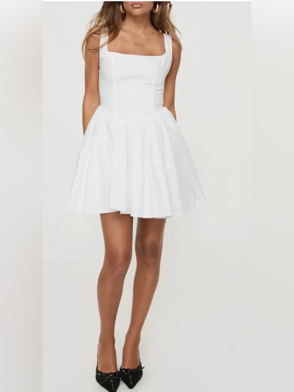 Princess Polly White Square Neck Mini Dress
